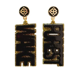 Wake Forest Black & Gold Glitter WAKE FOREST Earring-Brianna Cannon New