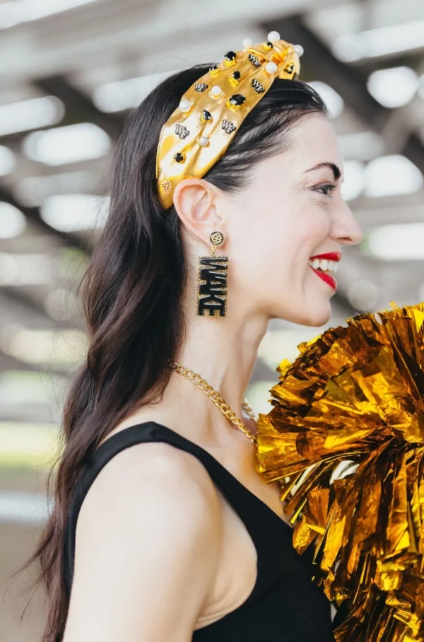Wake Forest Black & Gold Glitter WAKE FOREST Earring-Brianna Cannon New