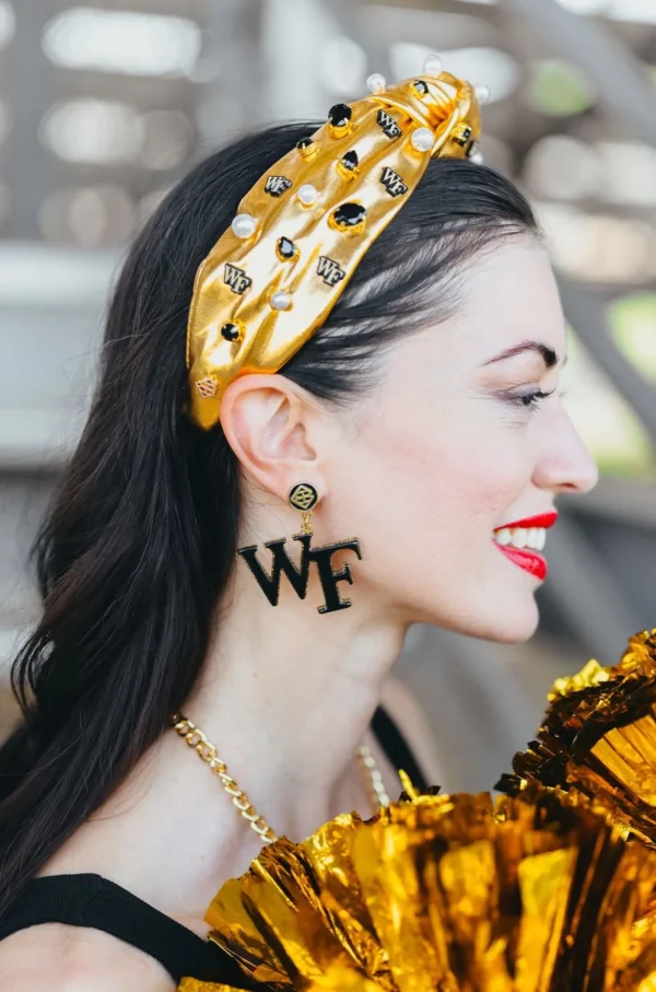 Wake Forest Black Logo Earrings-Brianna Cannon Sale