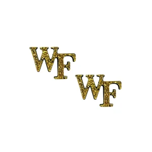 Wake Forest Gold Glitter Logo Stud Earrings-Brianna Cannon Outlet