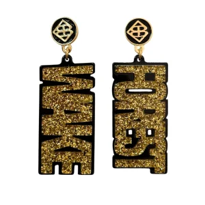 Wake Forest Gold Glitter & Black WAKE FOREST Earring-Brianna Cannon Discount