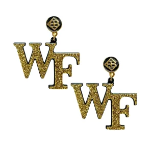 Wake Forest Gold Glitter Logo Earrings-Brianna Cannon Outlet