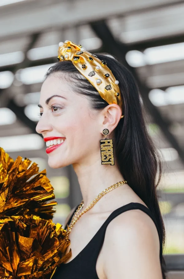 Wake Forest Gold Glitter & Black WAKE FOREST Earring-Brianna Cannon Discount