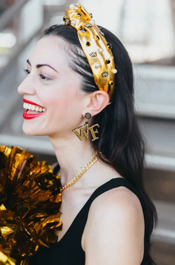 Wake Forest Gold Glitter Logo Earrings-Brianna Cannon Outlet