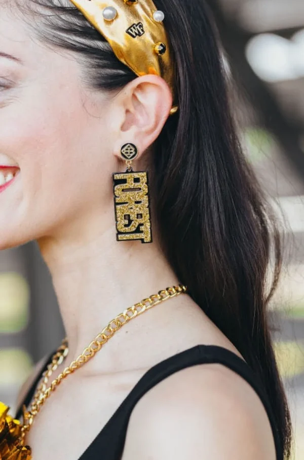 Wake Forest Gold Glitter & Black WAKE FOREST Earring-Brianna Cannon Discount