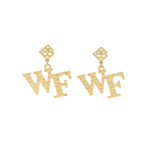 Wake Forest Gold Logo Earring with BC Logo-Brianna Cannon Fashion
