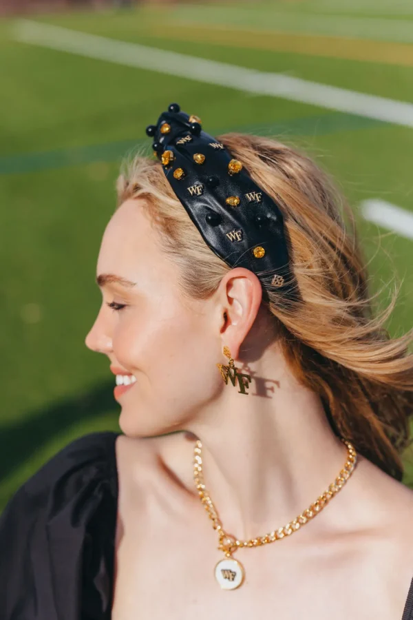 Wake Forest Gold Logo Earring with BC Logo-Brianna Cannon Fashion
