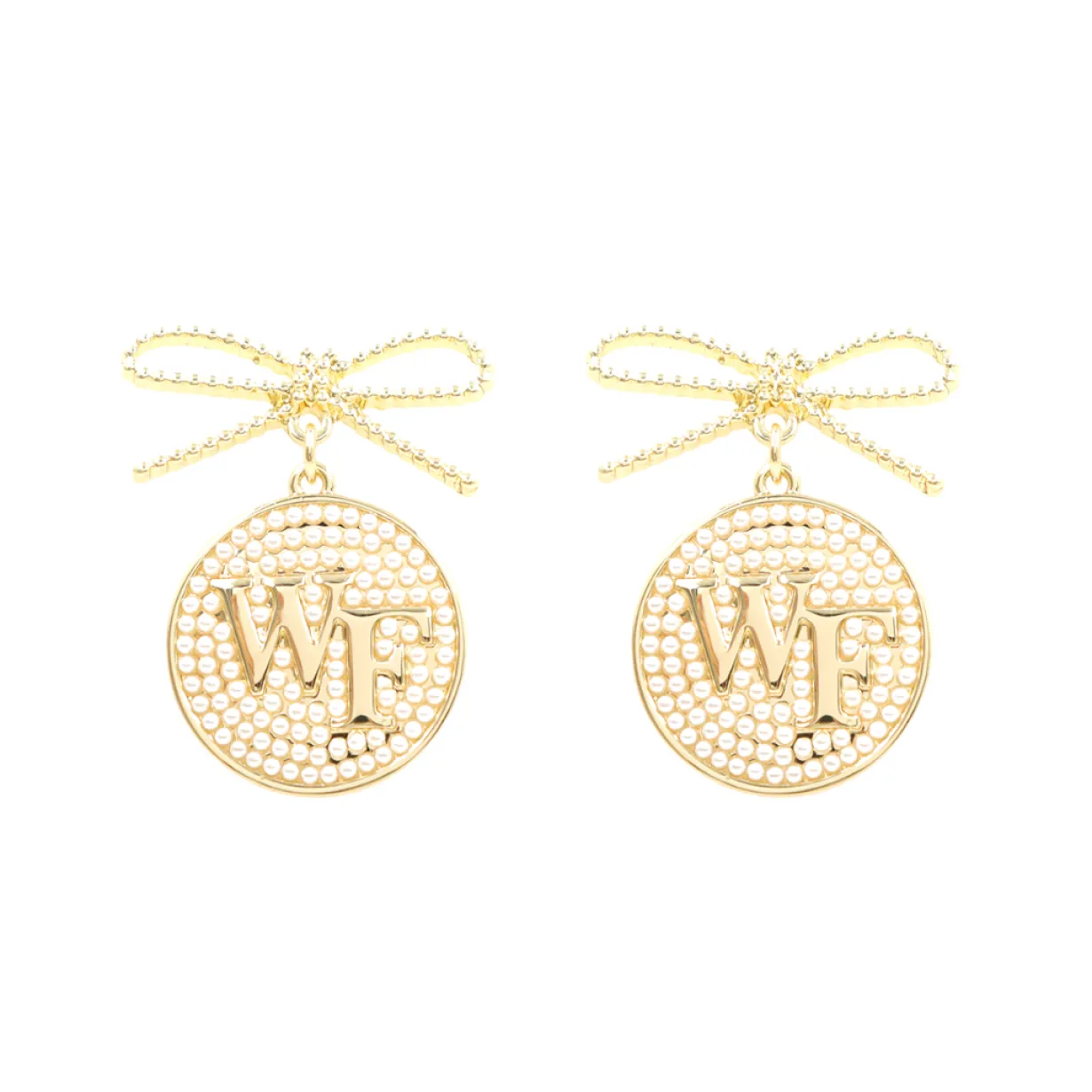 wake_forest_logo_pearl_me_0.webp Wake Forest Logo Pearl Medallion Earring-Brianna Cannon Discount