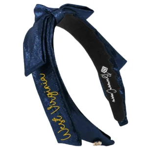 West Virginia Thin Embroidered Ribbon Bow Headband PRE-ORDER-Brianna Cannon Discount