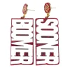 White and Crimson Glitter BOOMER SOONER Earrings-Brianna Cannon Fashion