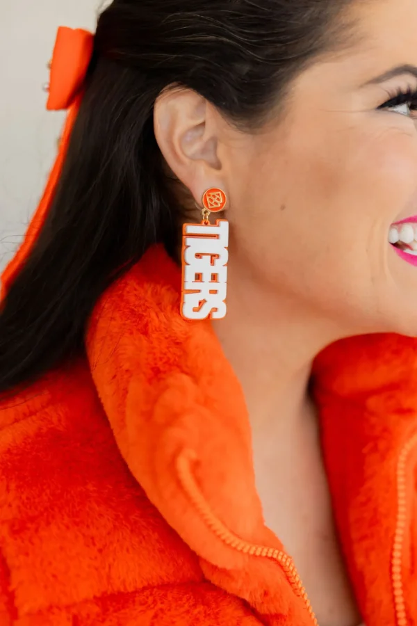 White and Orange TIGERS Earrings-Brianna Cannon Online