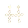 White Cabochon Cross Earrings with White Beads-Brianna Cannon Discount