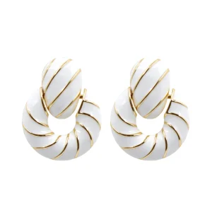 White Enamel Twist Earrings-Brianna Cannon Sale