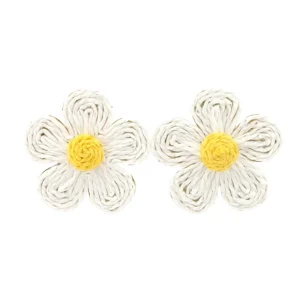 White Raffia Daisy Earrings-Brianna Cannon Discount