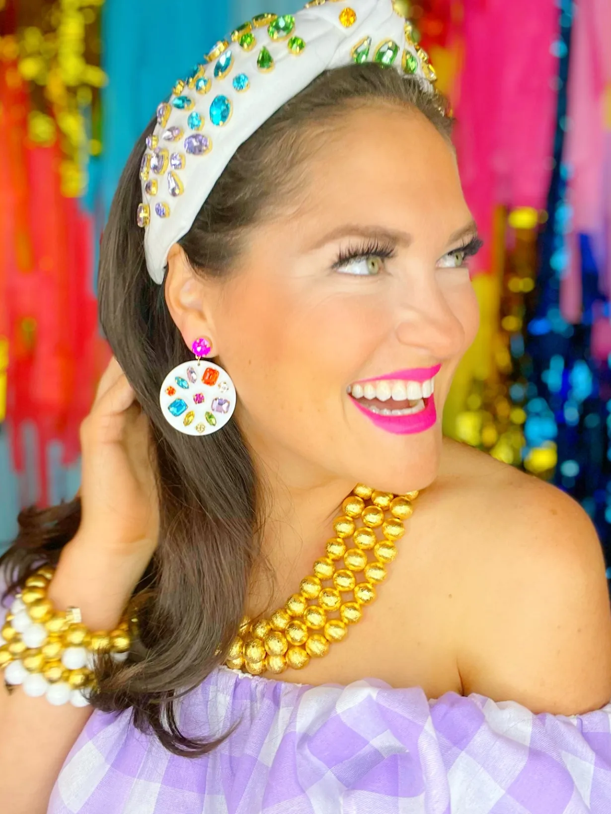 white_round_drop_earrings_1.webp White Round Drop Earrings with Rainbow Crystals-Brianna Cannon Outlet