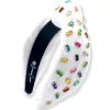 White Velvet Headband with Confetti Rainbow Crystals-Brianna Cannon Online