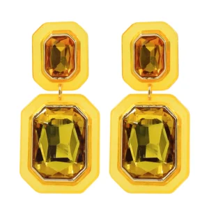 Yellow Crystal Drop Earrings-Brianna Cannon Best