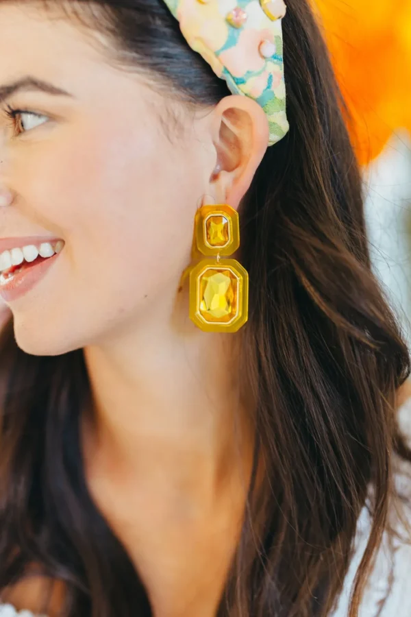 Yellow Crystal Drop Earrings-Brianna Cannon Best