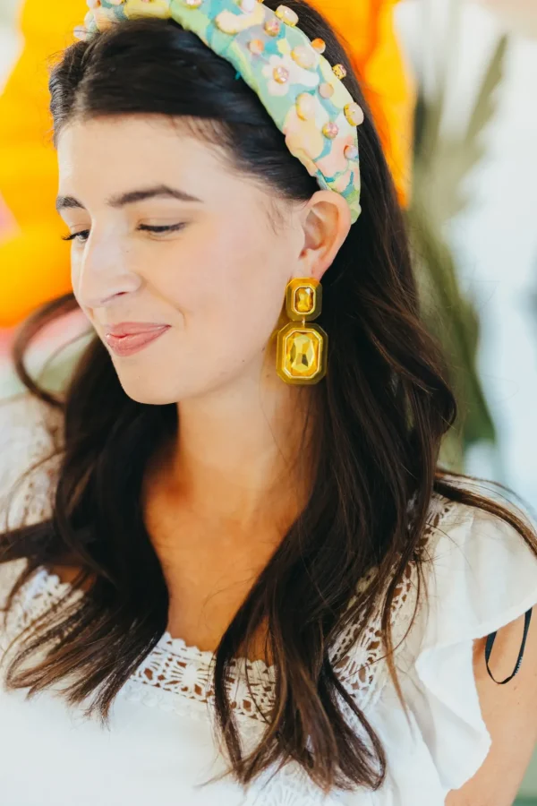 Yellow Crystal Drop Earrings-Brianna Cannon Best