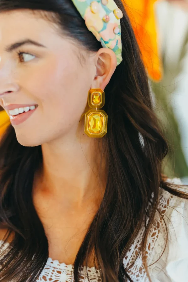 Yellow Crystal Drop Earrings-Brianna Cannon Best
