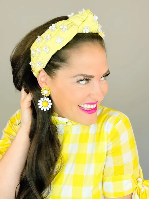 Yellow May Flowers Double Drop Earrings-Brianna Cannon New