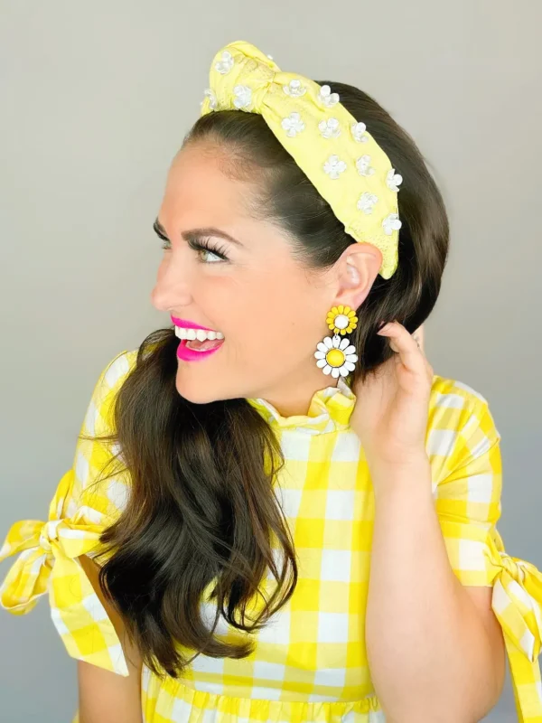 Yellow May Flowers Double Drop Earrings-Brianna Cannon New