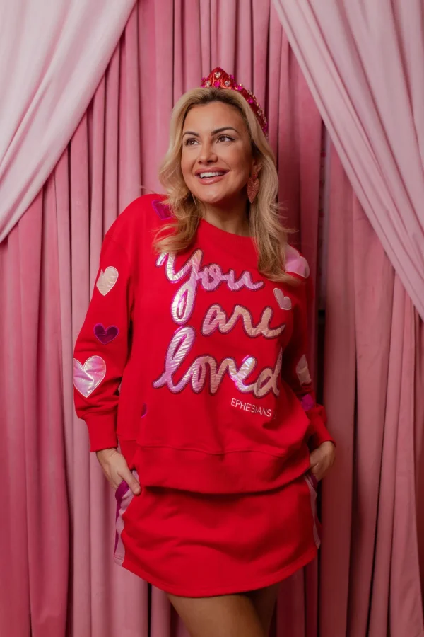 You Are Loved Red Sweatshirt-Brianna Cannon Hot