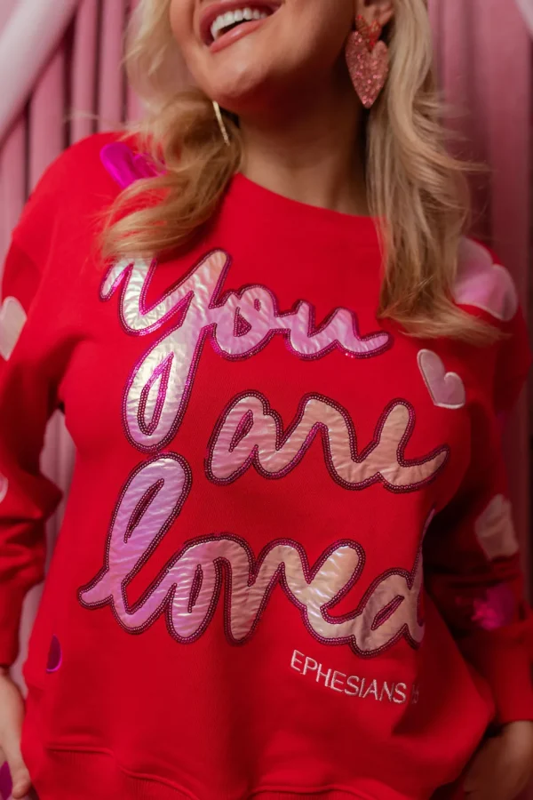 You Are Loved Red Sweatshirt-Brianna Cannon Hot