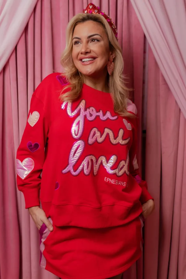 You Are Loved Red Sweatshirt-Brianna Cannon Hot