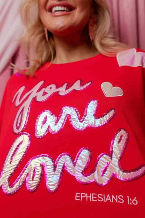 You Are Loved Red Sweatshirt-Brianna Cannon Hot